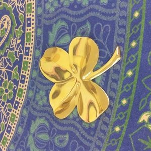 Vintage 24k Gold Plated Four Leaf Clover Paper Weight
